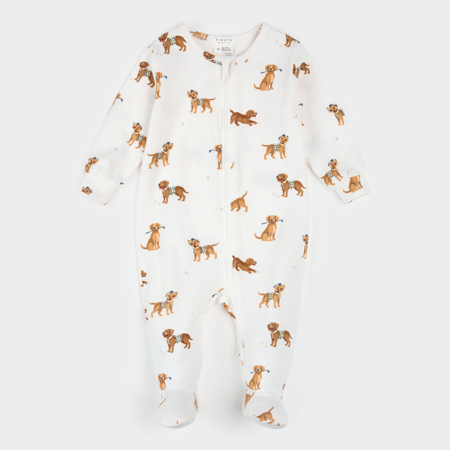 Golf Pups Footed Sleeper (Off-White)