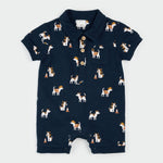 Pups at Work Polo Romper (Navy)
