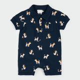 Pups at Work Polo Romper (Navy)
