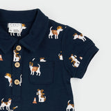 Pups at Work Polo Romper (Navy)