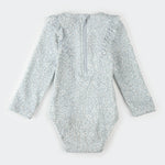 Vintage Flowers Long-Sleeve Baby Swimsuit (Light Blue)
