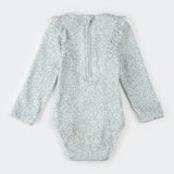 Vintage Flowers Long-Sleeve Baby Swimsuit (Light Blue)