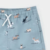 Surfing Pups Print on Blue Swim Trunks