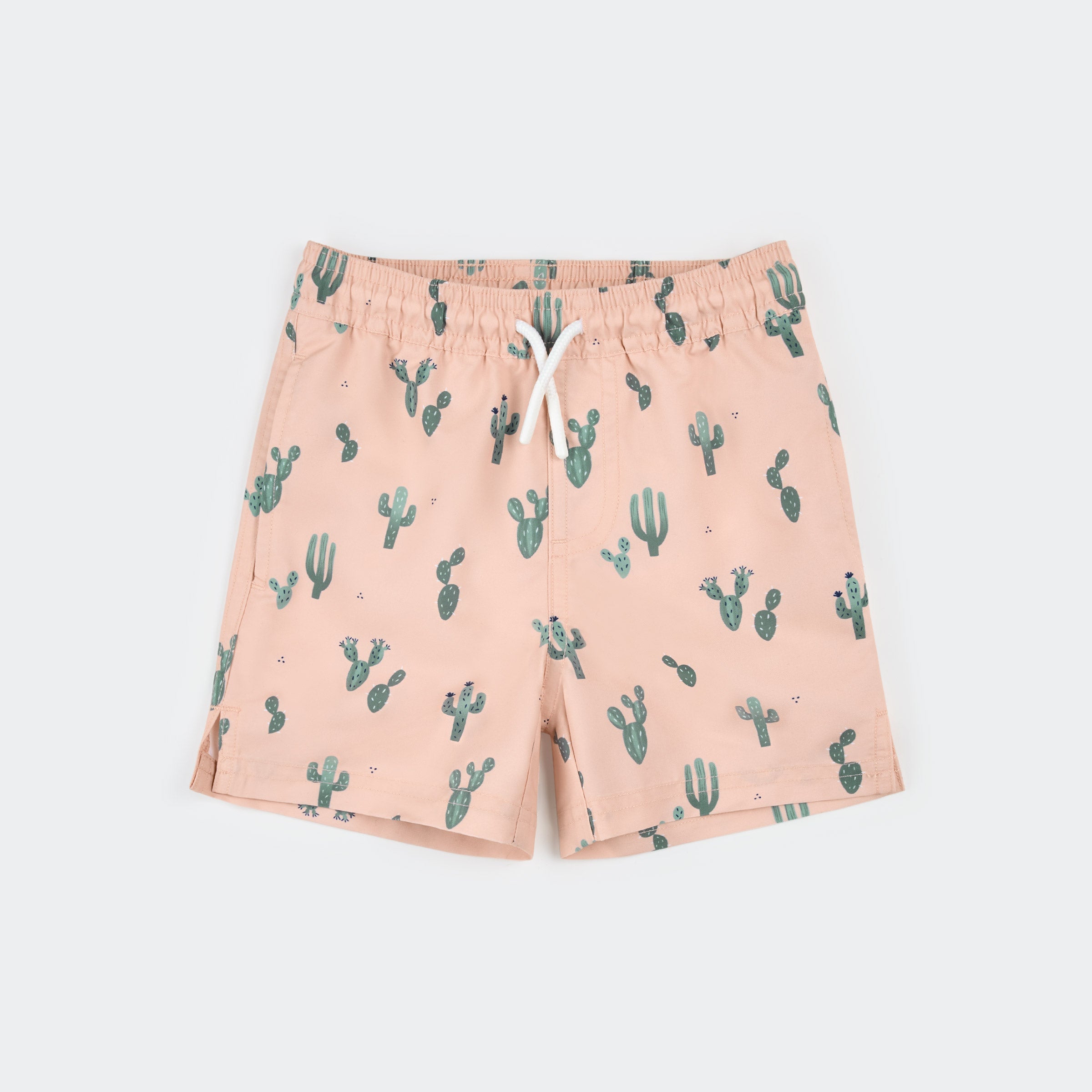 Cactus Print on Coral Swim Trunks
