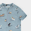 Surfing Pups Print on Blue Swim Romper