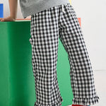 Gingham Ruffle Hem Pant (Black & White)