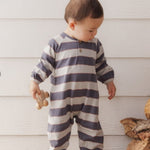 Henley Jumpsuit (Sage Stripe)