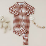 Bamboo Zip Romper (Chocolate Gingham)