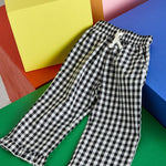 Gingham Ruffle Hem Pant (Black & White)