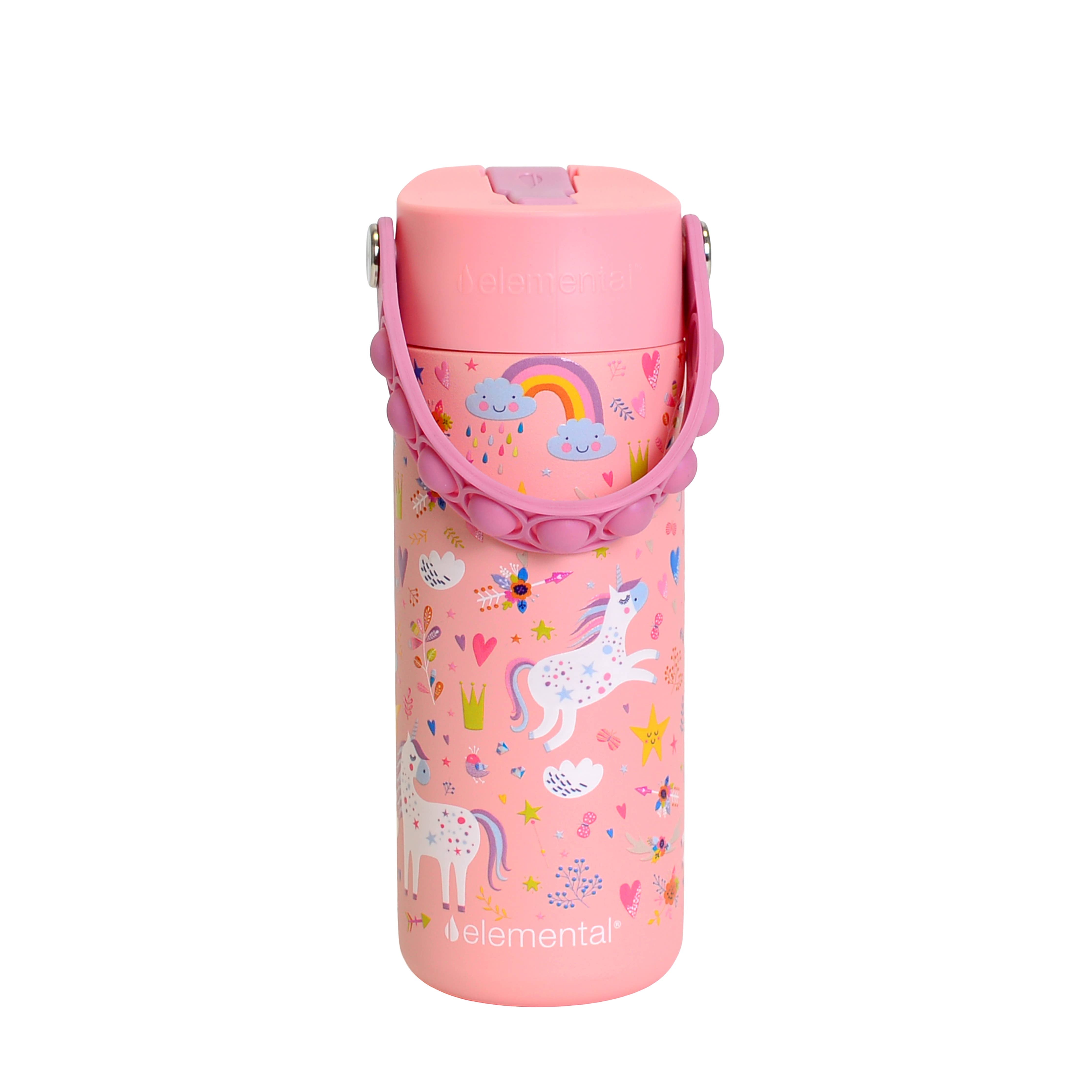 18oz Fidget Handle Stainless Bottle (Pink Unicorn)