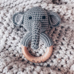 Elephant Hand Crochet Rattle (Grey)