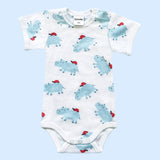 Organic Baby Bodysuit (Blue Hippo)