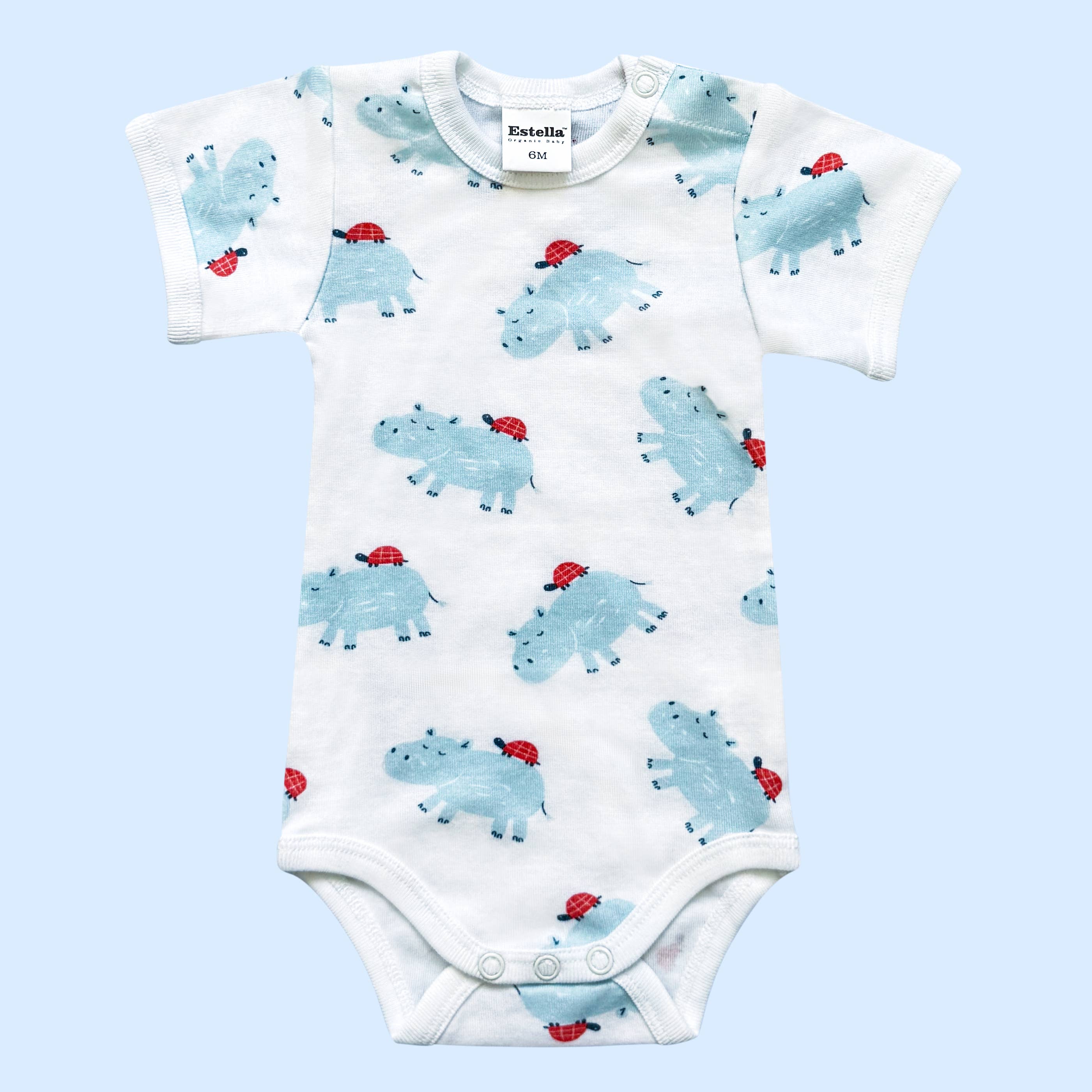 Organic Baby Bodysuit (Blue Hippo)