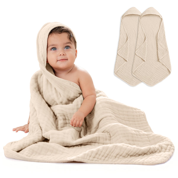Set of 2 Hooded Baby Towel (Sand)