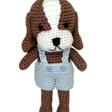 Dog Bamboo Crochet Rattle (Blue)