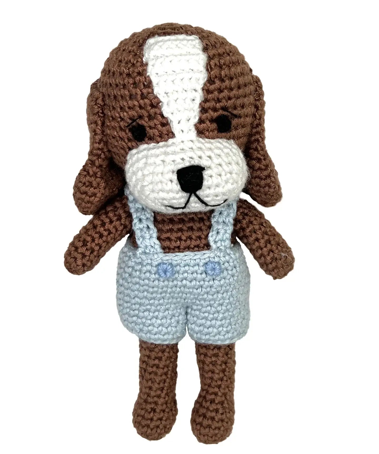 Dog Bamboo Crochet Rattle (Blue)