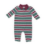 Polo Romper (Rugby Stripe Green)