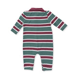 Polo Romper (Rugby Stripe Green)