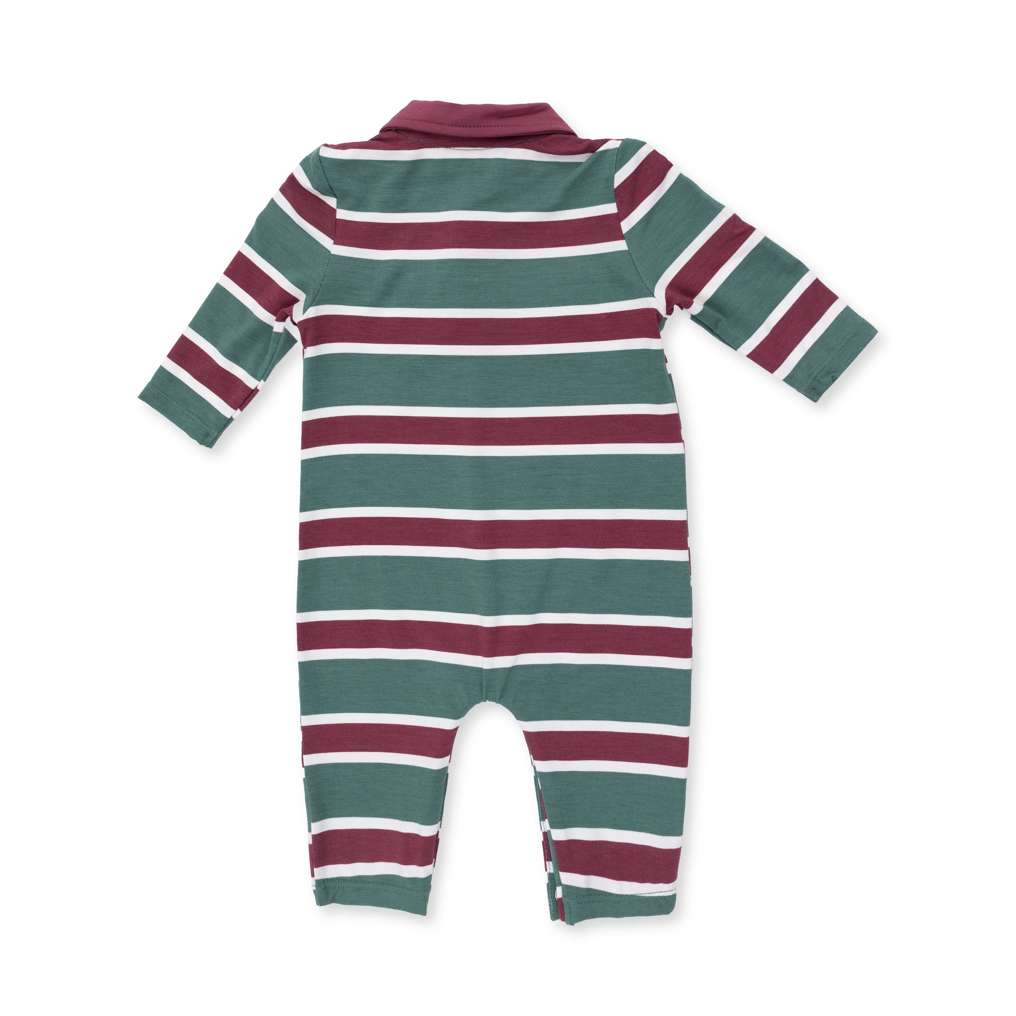 Polo Romper (Rugby Stripe Green)