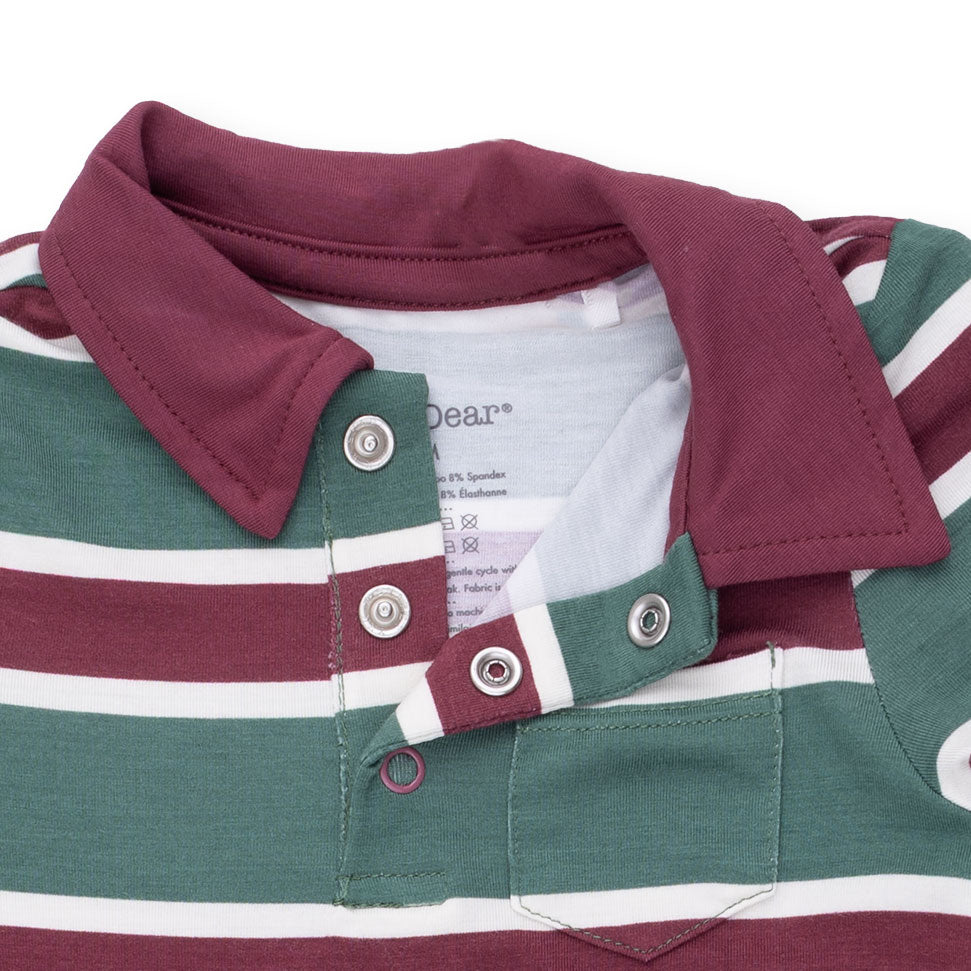 Polo Romper (Rugby Stripe Green)