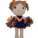 Cheerleader Bamboo Crochet Rattle (Orange/Navy)