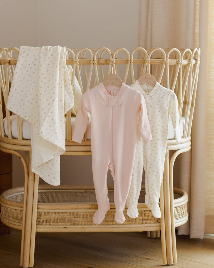 Zip Longsleeve Sleeper Footie (Fleur Ivory)