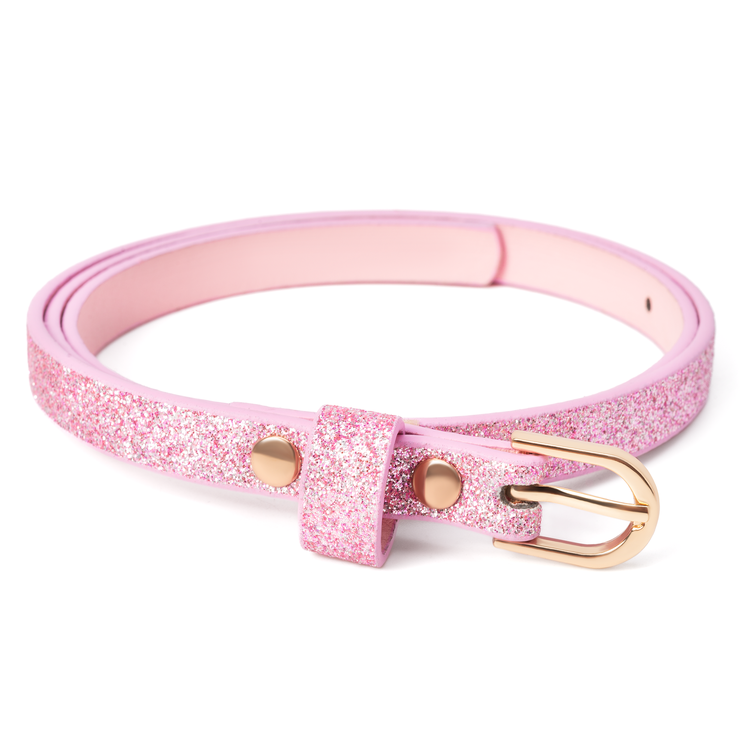 Girls Ultra Skinny Glitter Belt (Pale Pink)