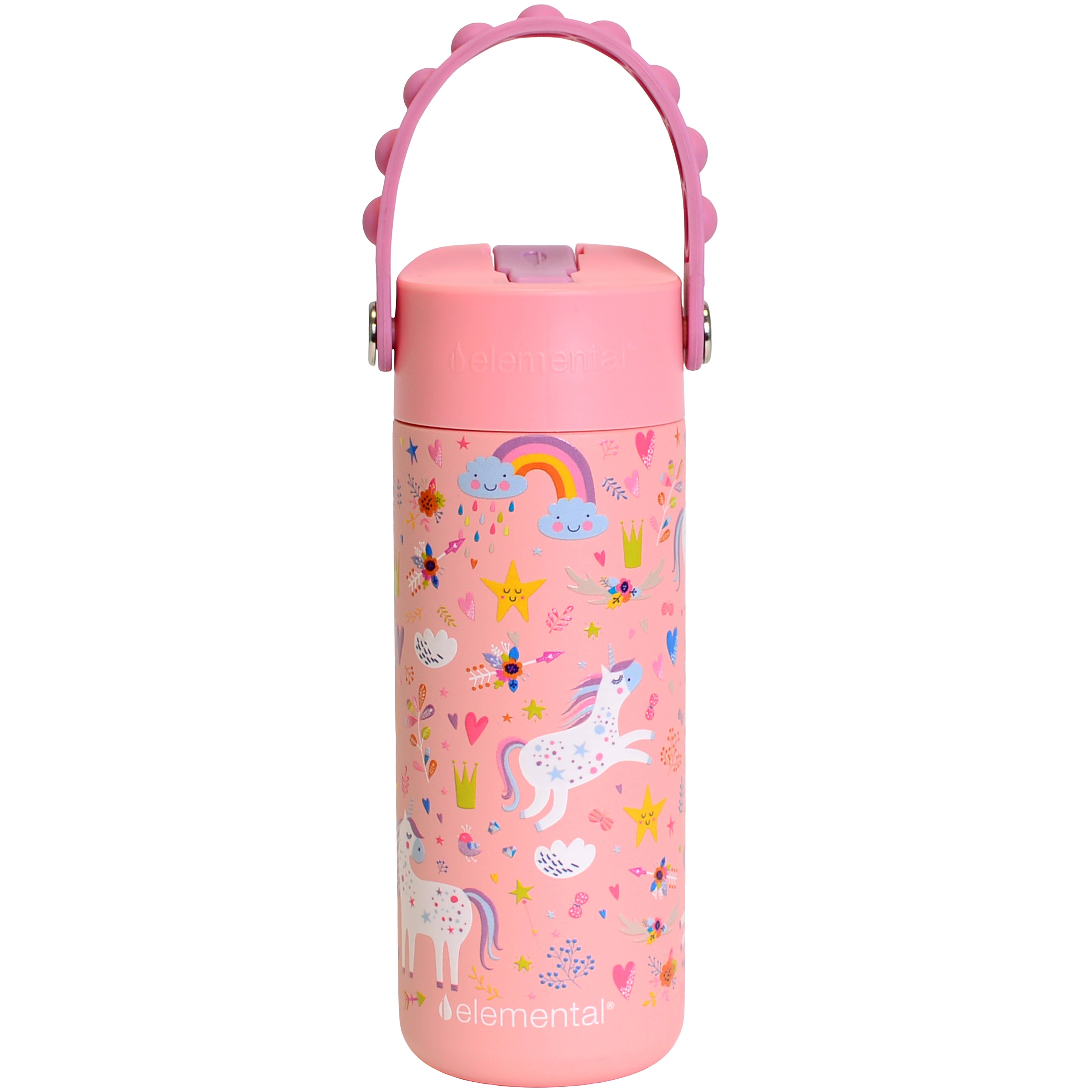 18oz Fidget Handle Stainless Bottle (Pink Unicorn)