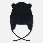 Baby Knit Hat with Strings (Black)