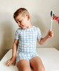 Short Sleeve Bamboo Pajamas (Stars Gingham)
