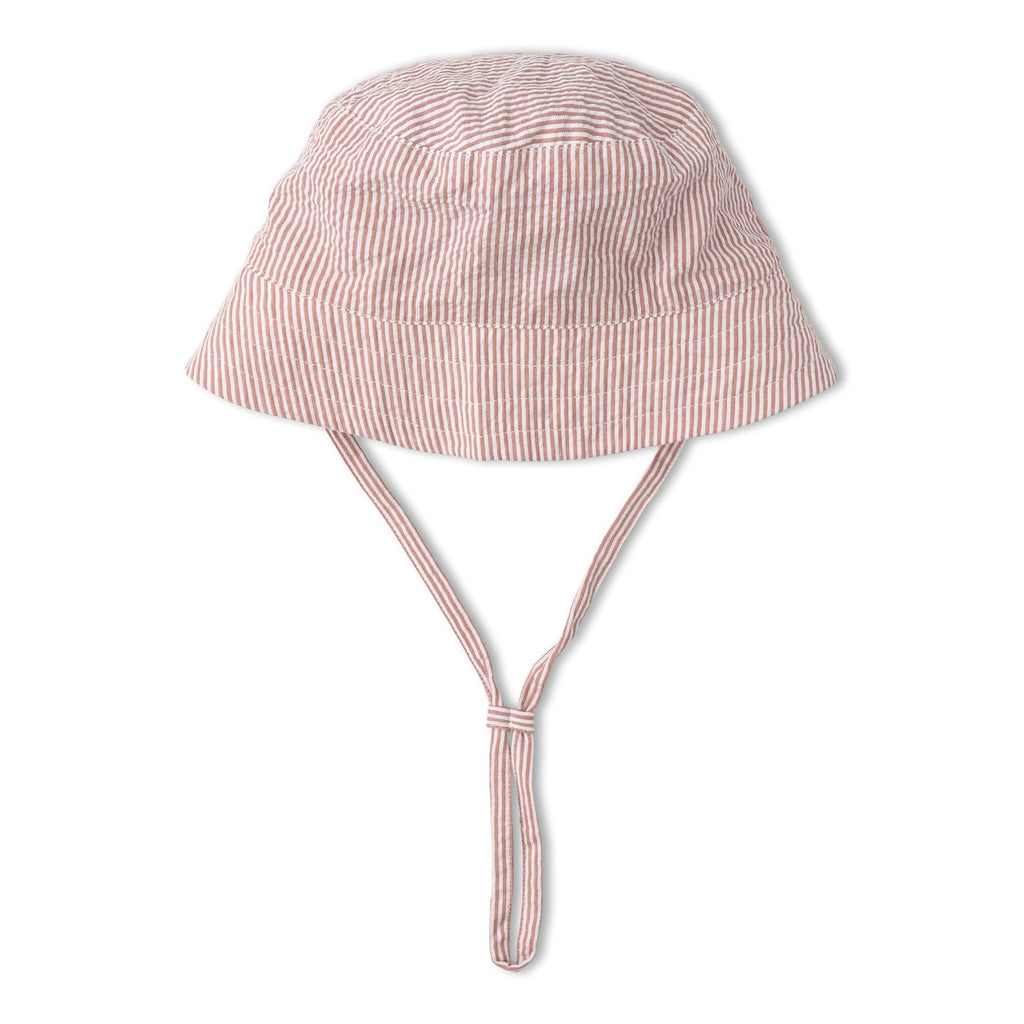 Organic Bucket Sun Hat (Coral Stripes)