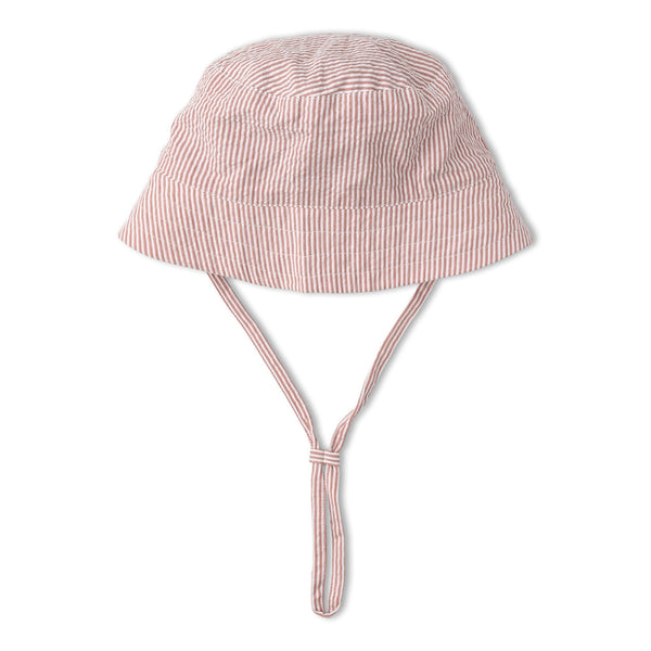 Organic Bucket Sun Hat (Coral Stripes)