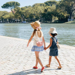 Gingham Bow Scalloped Straw Sun Hat