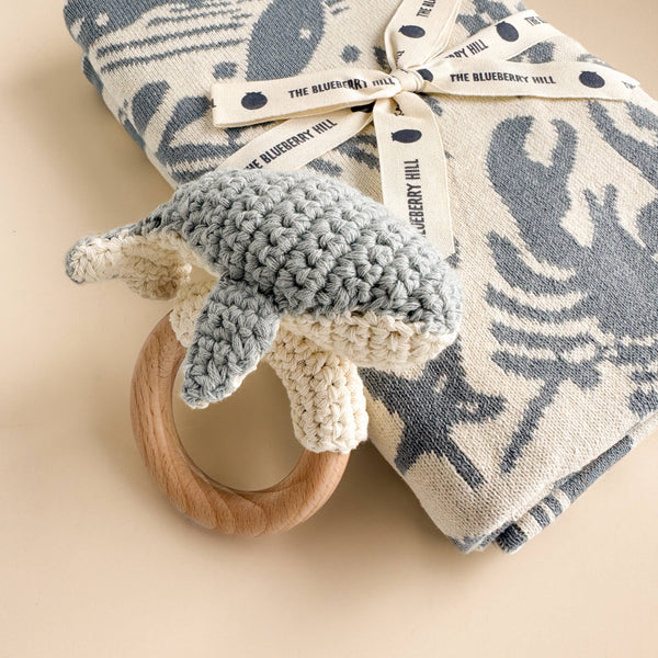Teether Crochet Rattle (Whale)