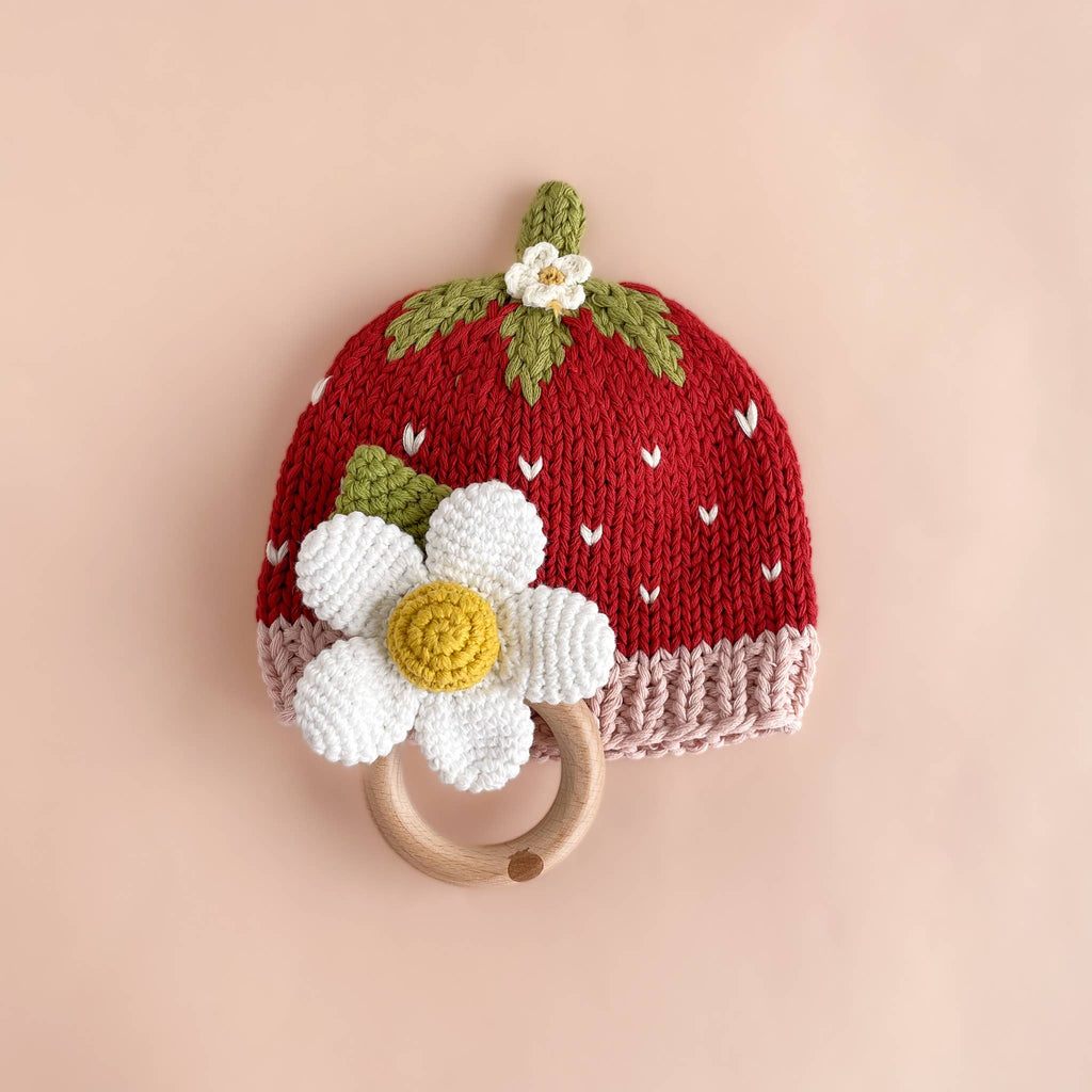 Teether Crochet Rattle Toy (White Flower)