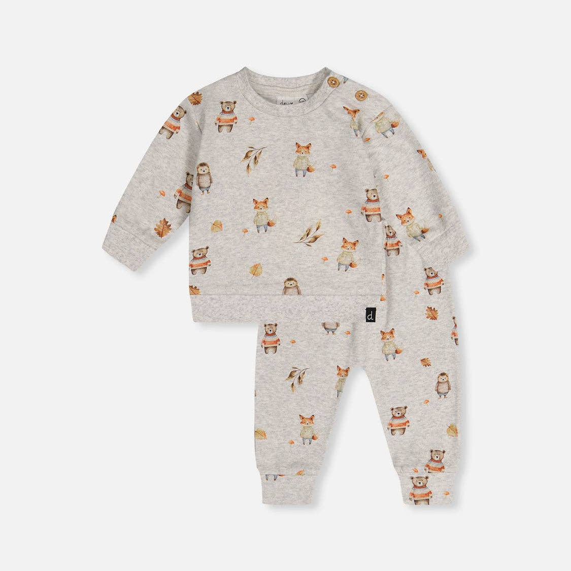 Organic Cotton Pants and Top Set (Beige Animal Print)