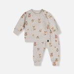 Organic Cotton Pants and Top Set (Beige Animal Print)
