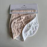 Bamboo Muslin Burp Cloth Set (Cherry/White)