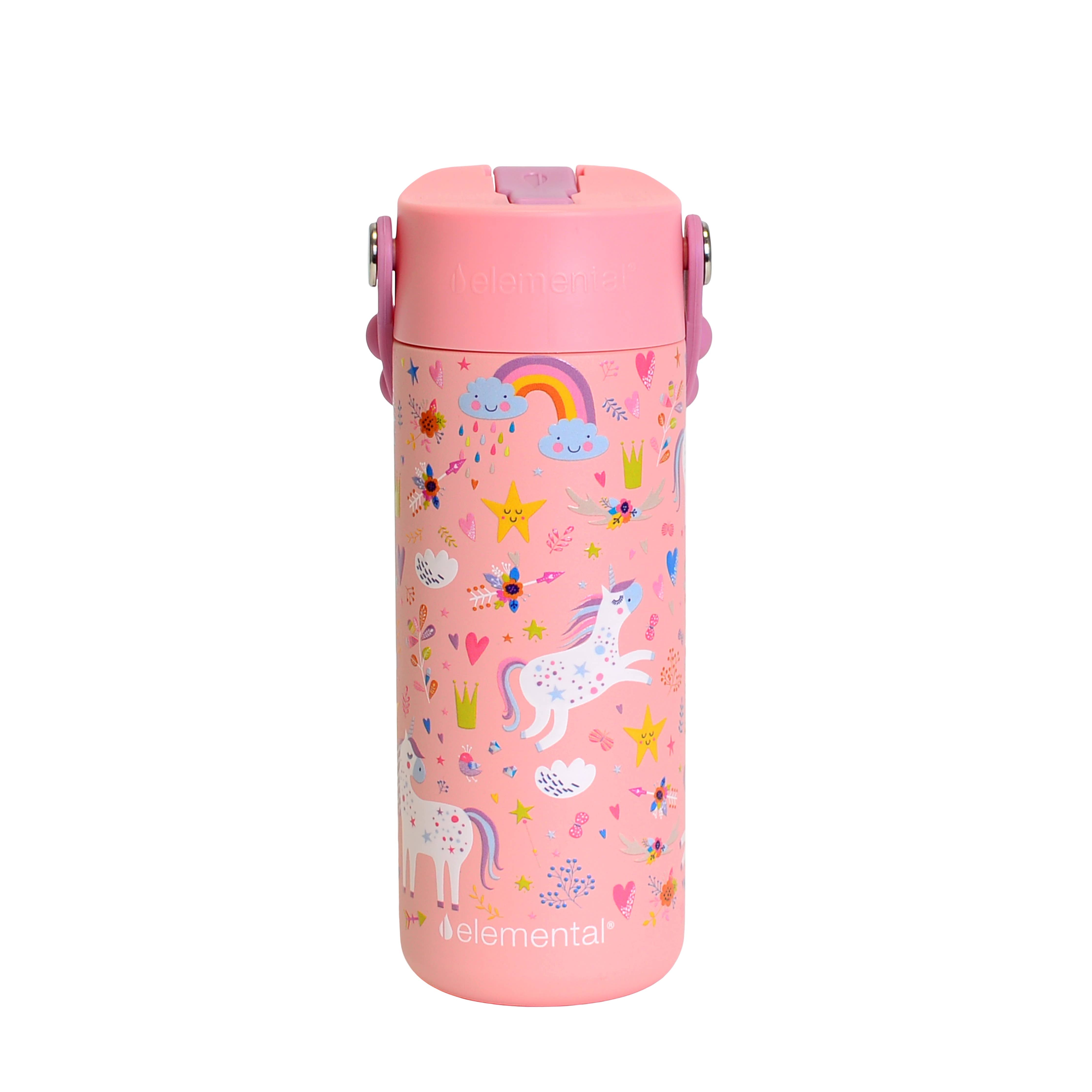 18oz Fidget Handle Stainless Bottle (Pink Unicorn)