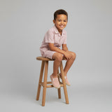 Organic Shirt & Shorts Set (Coral Stripes)