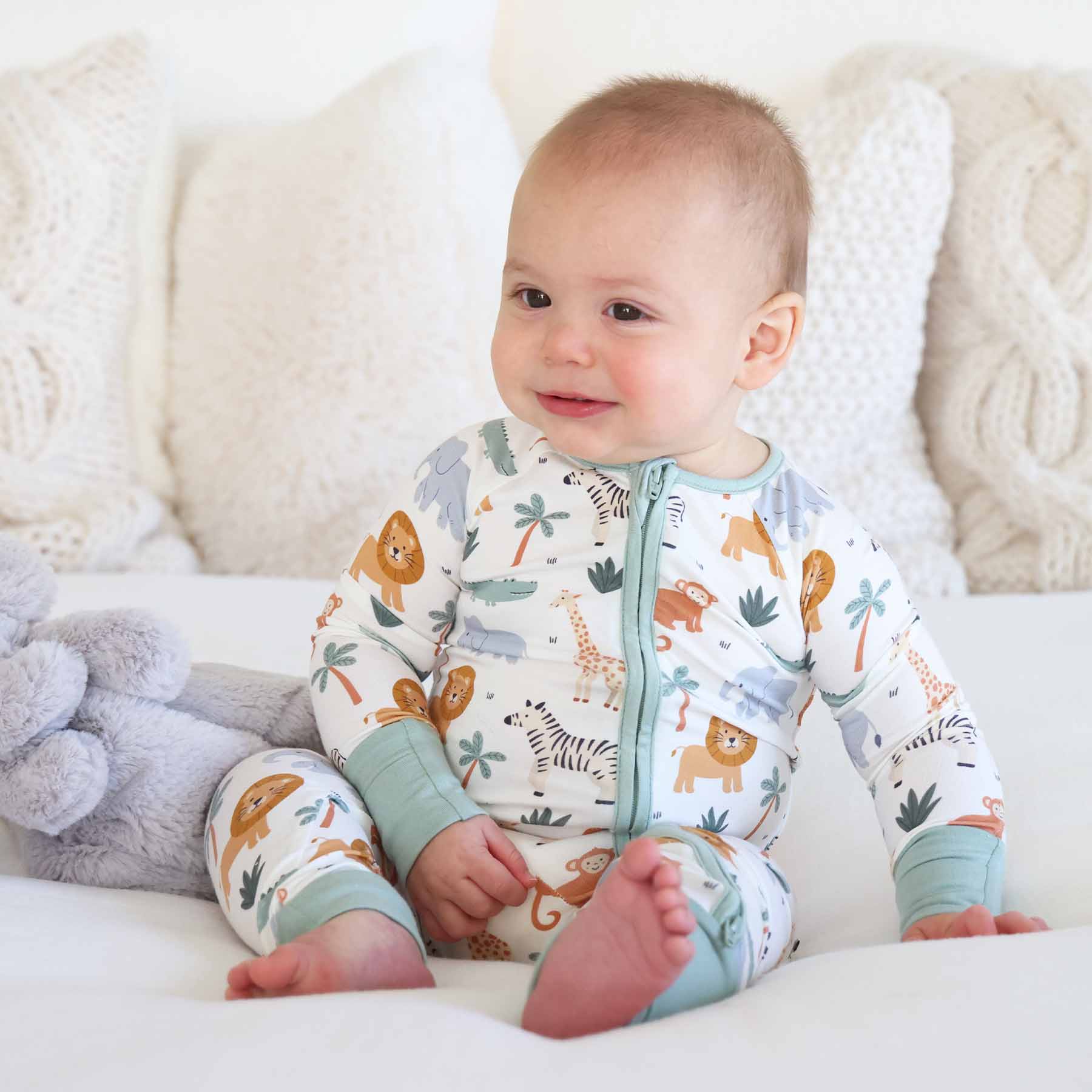 Convertible Zip Romper (Safari Snuggles)