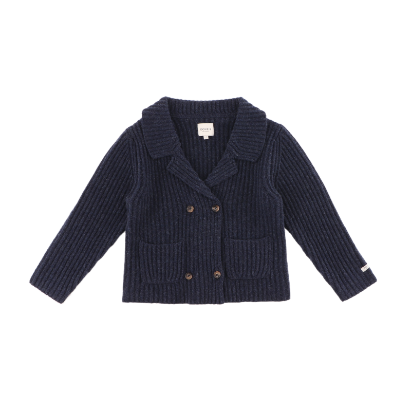 Sieb Merino Wool Cardigan (Blue Marine Melange)