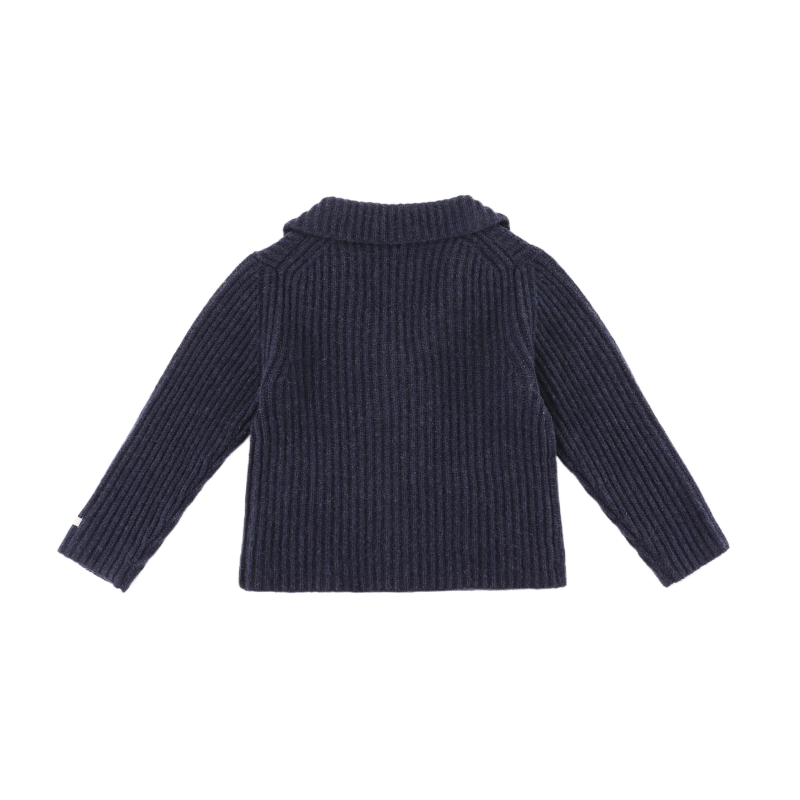 Sieb Merino Wool Cardigan (Blue Marine Melange)