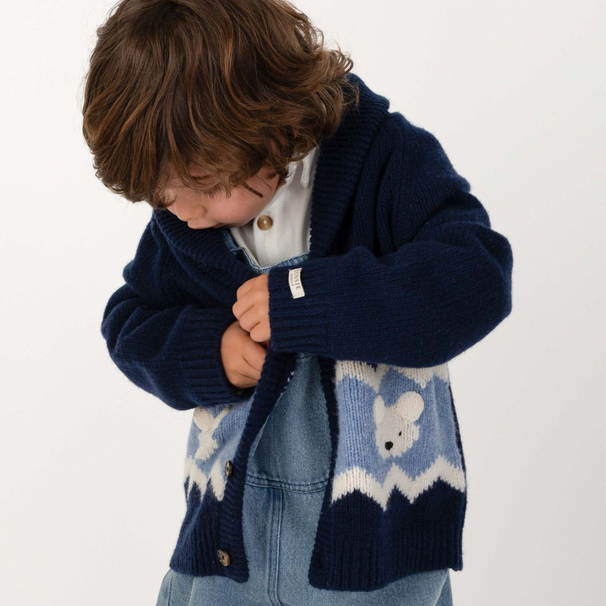 Polar Bears Kwinten Merino Wool Cardigan (Navy Blue)