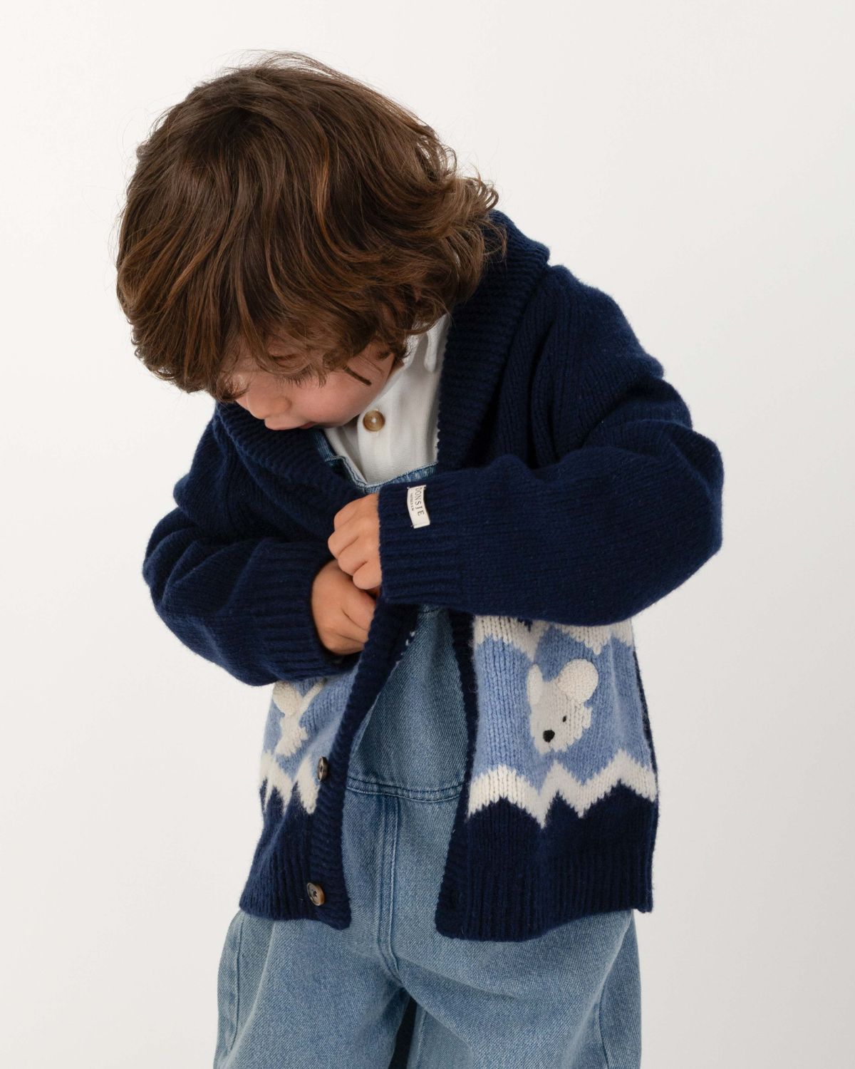 Polar Bears Kwinten Merino Wool Cardigan (Navy Blue)