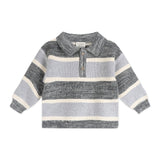 Rugby Stripe Polo Knit Baby Pullover & Pants Set (Charcoal)