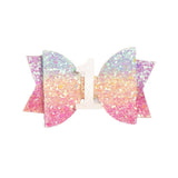 1st Birthday Bow Hair Clip (Pastel Rainbow)