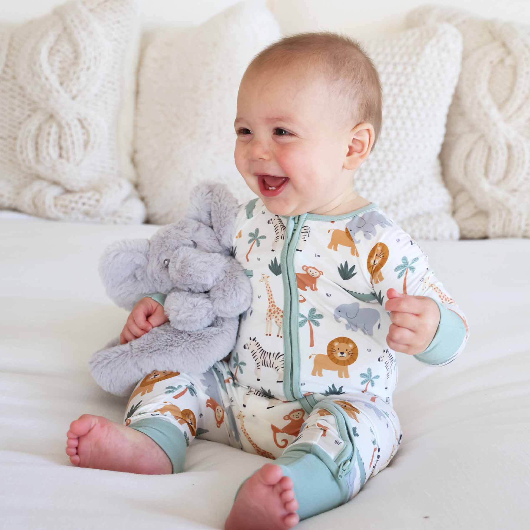Convertible Zip Romper (Safari Snuggles)