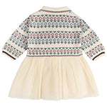 Dahlia Floral Jacquard Knit Baby Tutu Dress (Ecru)