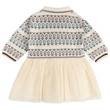Dahlia Floral Jacquard Knit Baby Tutu Dress (Ecru)
